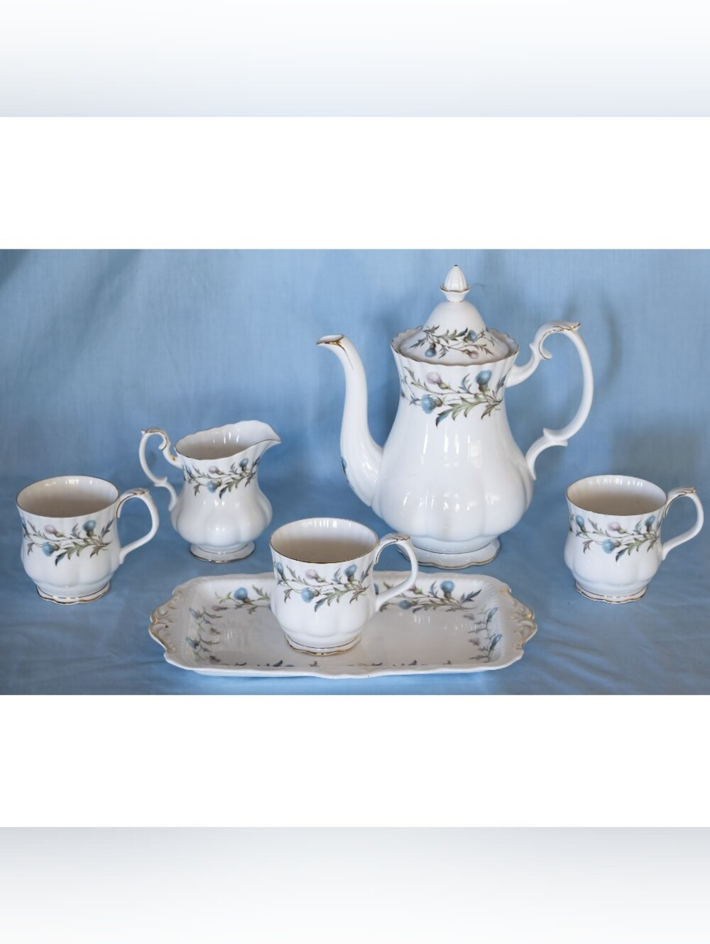 Beautiful, Stunning Vintage Royal Albert  Brigadoon Coffee Set. Made in England!